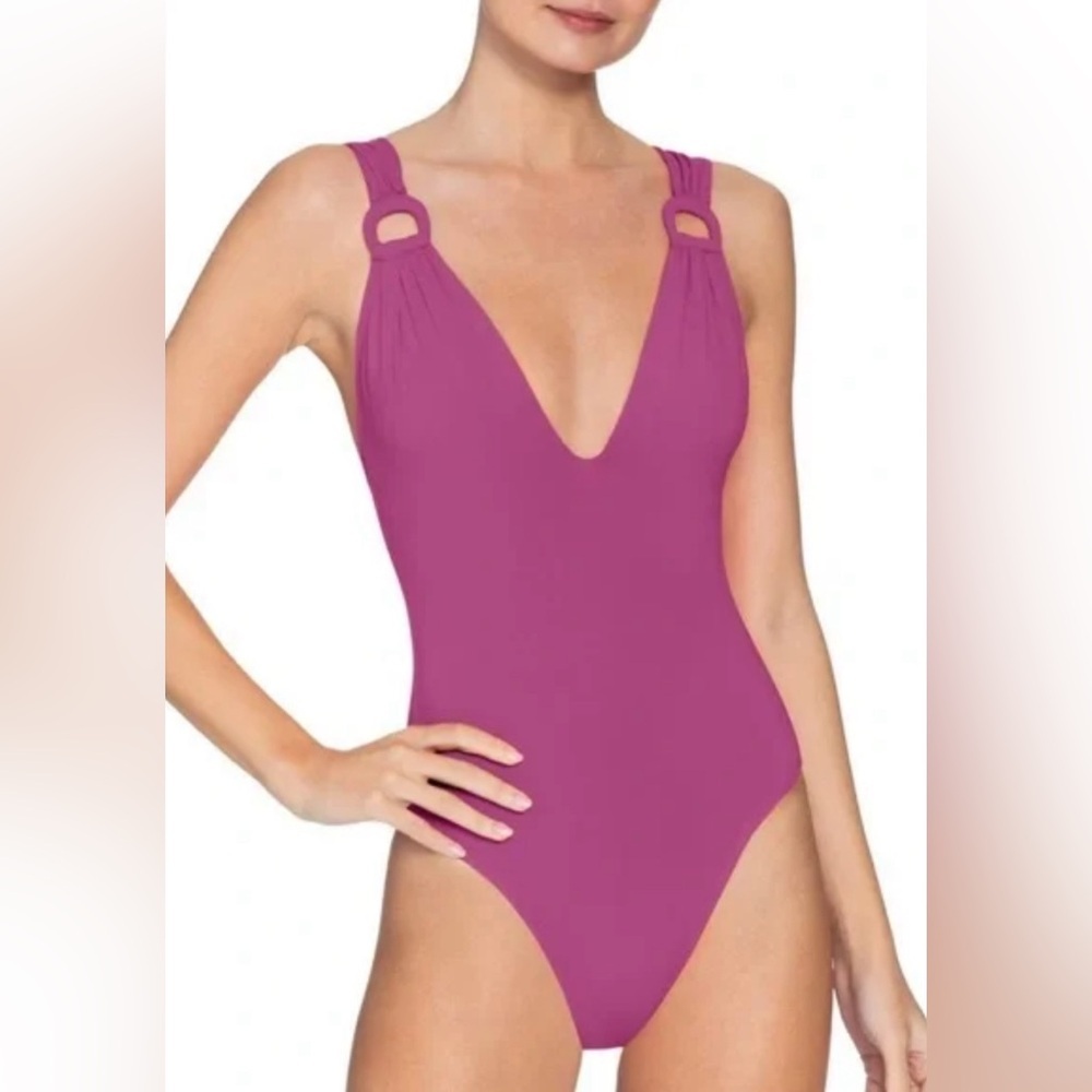 Robin Piccone Women's Kate Plunge One Piece Swimsuit | Orchid | One Piece | NWOT